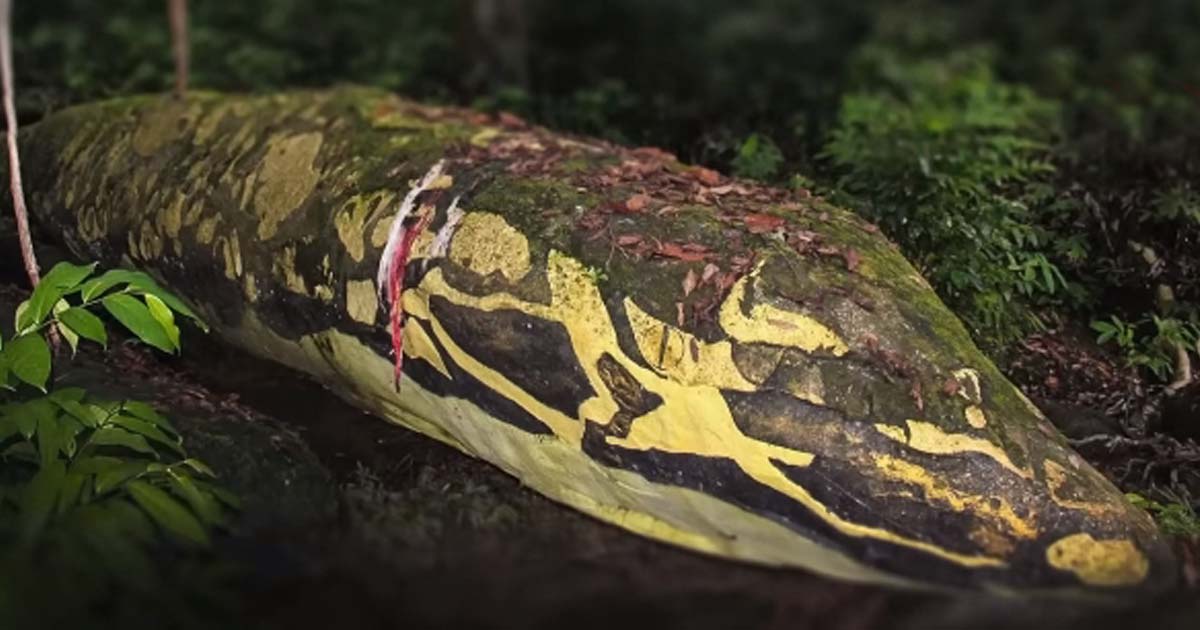 When The Flood Passed, People Suddenly Discovered The Body Of A Giant Snake In The Deep River Bed